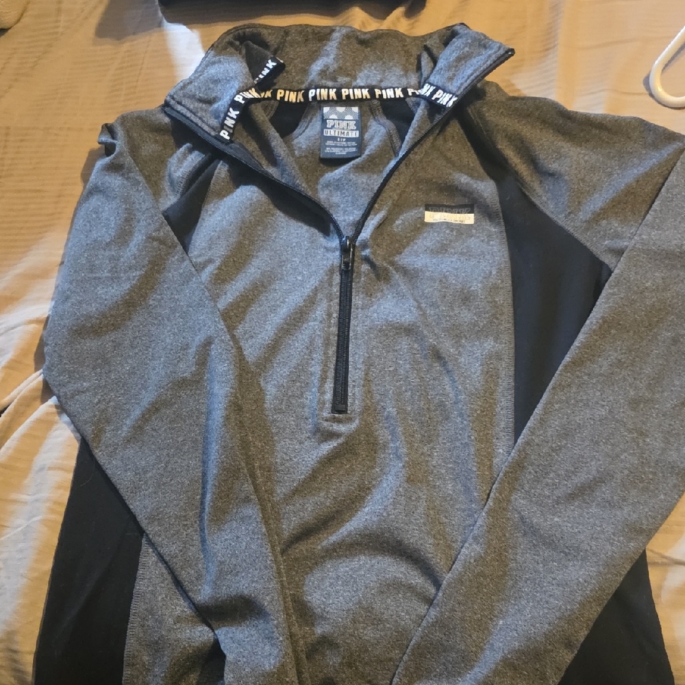 Victoria's Secret Pink and Black Pullover Quarter Zip Size S